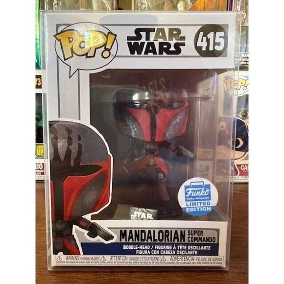 Funko POP! Star Wars Mandalorian Super Commando Funko Shop Excl in PROTECTOR - Picture 1 of 7